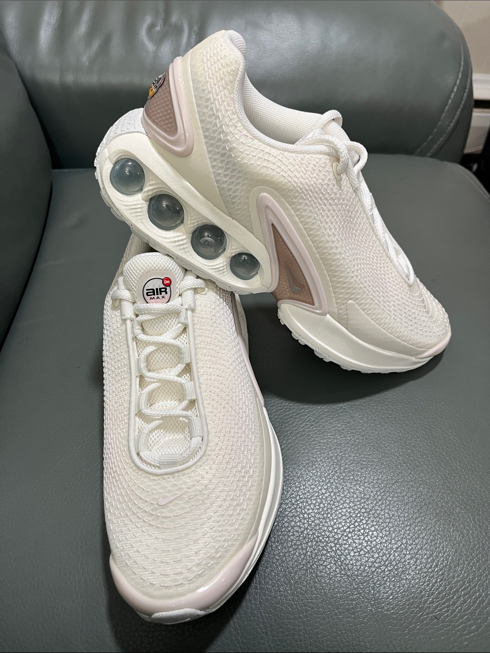 Nike Airmax DN Off White Sneakers with Pale Pink Accents - Picture 1 of 5